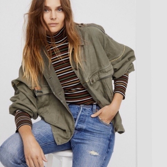Free People | Slouchy Military Jacket, Size L - Picture 2 of 10